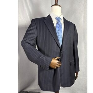 Hickey Freeman Madison Pinstripe Wool Blazer Loro Piana 43R Super 150s Tasmanian
